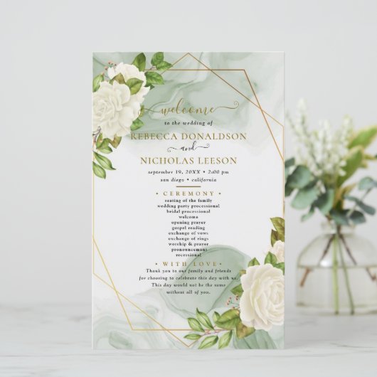 Programme de mariage minimal Rose d'aquarelle (Debout devant)