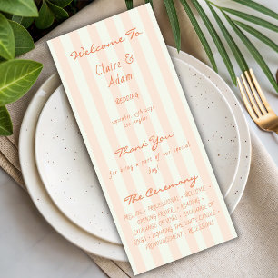 Programme de mariage minimal vintage à rayures pêc
