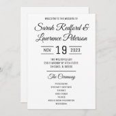 Programme de mariage minimaliste à l'échelle (Devant / Derrière)