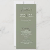 Programme de mariage minimaliste à main verte saug (Devant)
