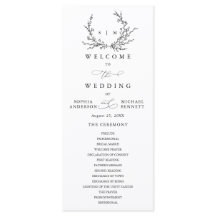Programme de mariage minimaliste à motif floral en