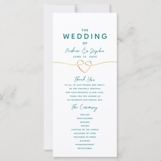 Programme de mariage minimaliste à script moderne (Devant)