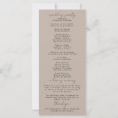 Programme de mariage minimaliste beige (Dos)