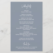 Programme de mariage minimaliste bleu poussiéreux  (Dos)