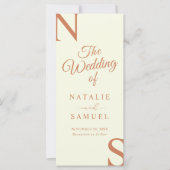 Programme de mariage minimaliste crème & initial g (Devant)