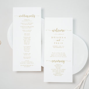 Programme de mariage minimaliste de calligraphie o