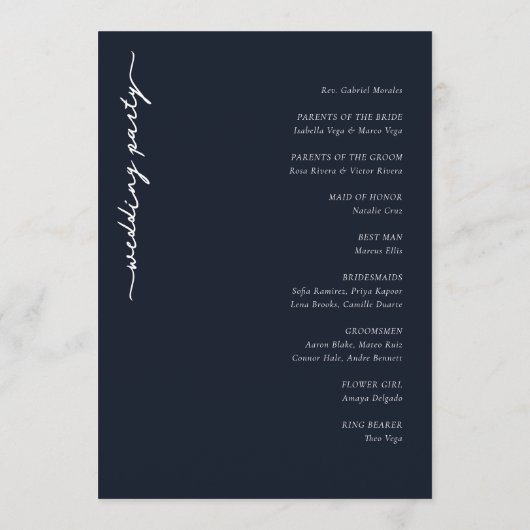 Programme de mariage minimaliste de la Marine raff (Dos)