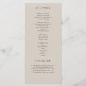 Programme de mariage minimaliste | Écriture élégan (Dos)