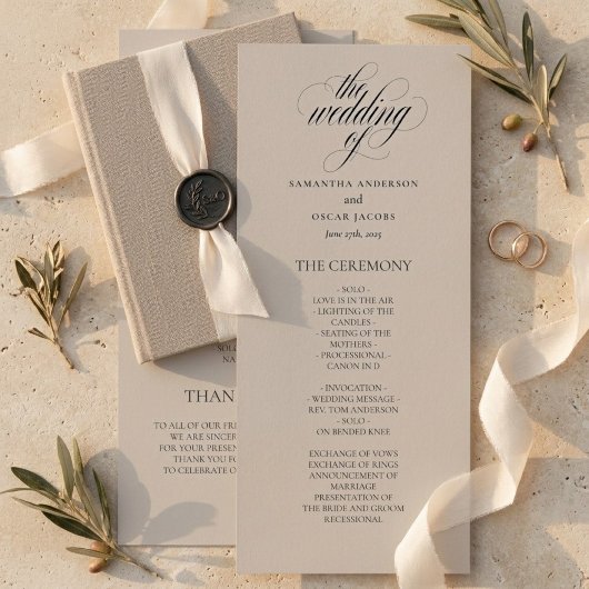 Programme de mariage minimaliste | Écriture élégan