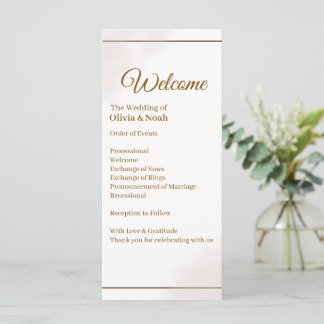 Programme de mariage minimaliste élégant en or