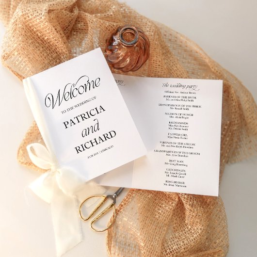 Programme de mariage minimaliste élégant plié