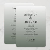 Programme de mariage minimaliste gris élégant (Devant / Derrière)