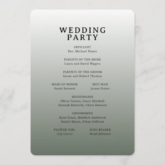Programme de mariage minimaliste gris élégant (Dos)