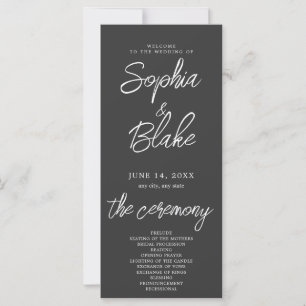 Programme de mariage minimaliste gris galet modern
