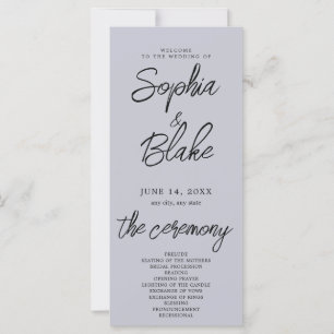 Programme de mariage minimaliste gris nuage modern