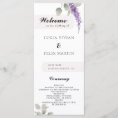 Programme de mariage minimaliste lavande eucalyptu (Devant)
