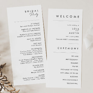 Programme de mariage minimaliste moderne