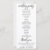 Programme de Mariage Minimaliste Moderne Blanc (Dos)