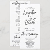 Programme de Mariage Minimaliste Moderne Blanc (Devant / Derrière)