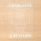 Programme de mariage minimaliste moderne Gras Blan (Recto)
