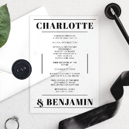 Programme de mariage minimaliste moderne Gras Noir