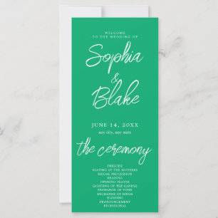 Programme de mariage minimaliste moderne vert jade