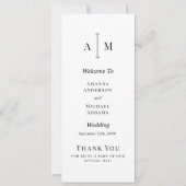  Programme de mariage minimaliste monogramme noir  (Devant)