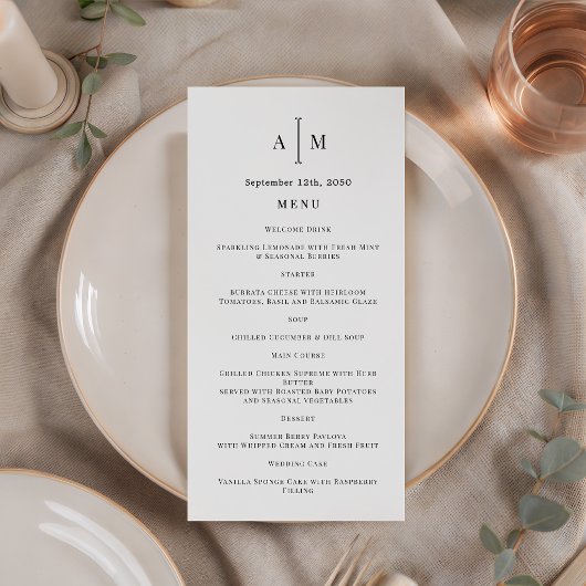  Programme de mariage minimaliste monogramme noir 