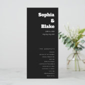 Programme de Mariage Minimaliste Noir Simple (Debout devant)