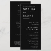 Programme de Mariage Minimaliste Noir Simple (Devant / Derrière)