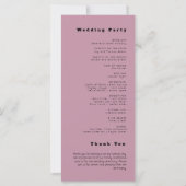 Programme de Mariage Minimaliste Rose Poussiéreux (Dos)
