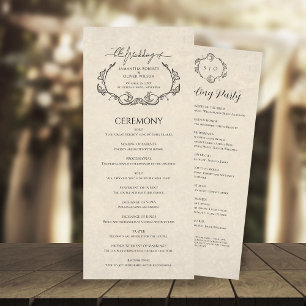Programme de mariage minimaliste vintage