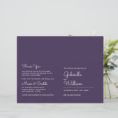 Programme de mariage minimaliste violet moderne (Debout devant)