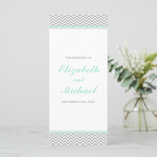 Programme de mariage Mint et Grey Chevron (Debout devant)