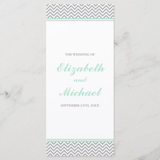 Programme de mariage Mint et Grey Chevron (Devant)