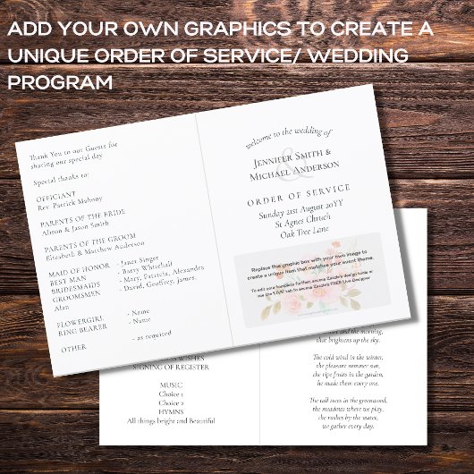 Programme de mariage Modèle Ordre de service