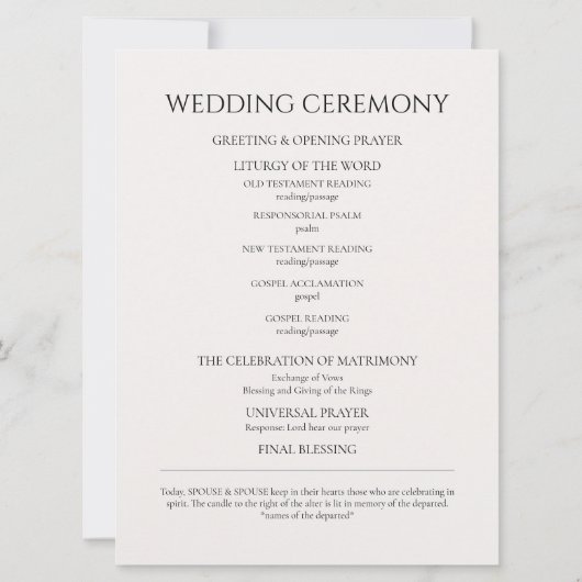 Programme de mariage moderne (Dos)