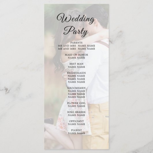 Programme de mariage moderne (Dos)