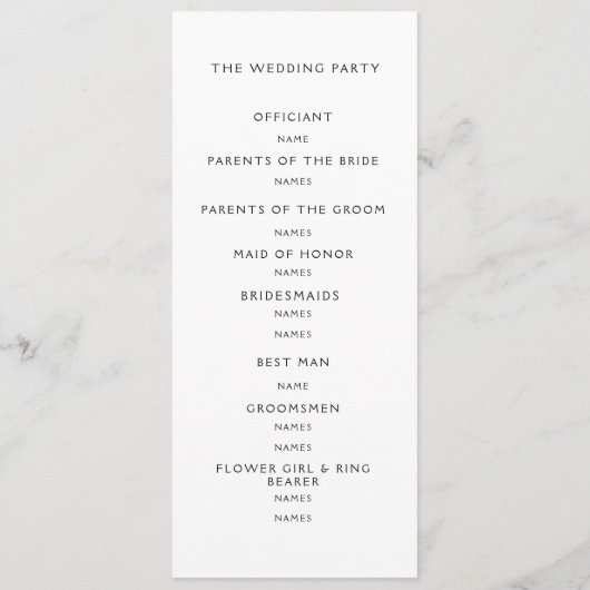 Programme de mariage moderne. (Dos)