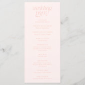 Programme de mariage moderne à la typographie pêch (Dos)