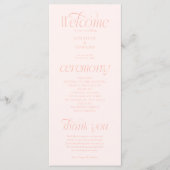 Programme de mariage moderne à la typographie pêch (Devant)