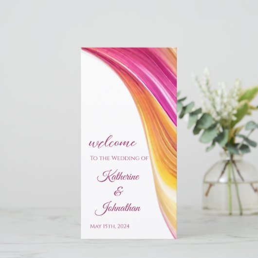 Programme de mariage-moderne Abstrait-rose orange (Debout devant)