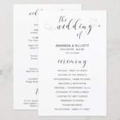 Programme de mariage moderne au cœur noir et blanc (Devant / Derrière)