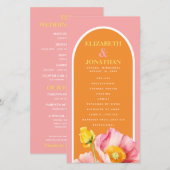 Programme de mariage moderne aux coquelicots roses (Devant / Derrière)