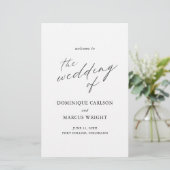 Programme de mariage moderne avec calligraphie élé (Debout devant)