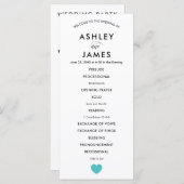 Programme de mariage moderne avec Coeur Turquoise (Devant / Derrière)