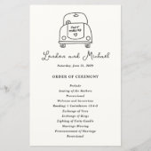 Programme de mariage moderne avec gribouillis de v (Devant)