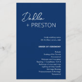 Programme de mariage moderne bleu marine minimal (Devant)