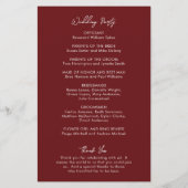 Programme de mariage moderne bordeaux minimal (Dos)