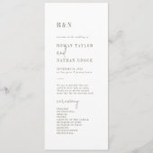Programme de mariage moderne chic vert et blanc pl (Devant)